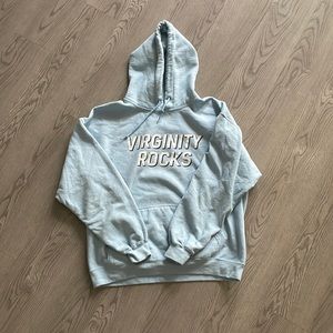 Virginity Rocks Light Blue Hoodie